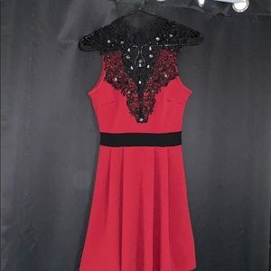 Red Dress with Lace Chest